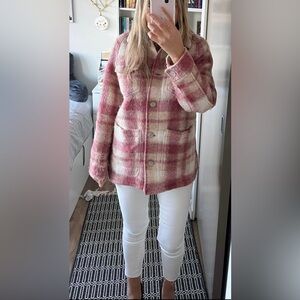 Aritzia Wilfred Free Pacific Shirt/Wool Plaid Cozy Casual  Cottagecore Size 2XS